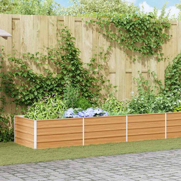 vidaXL Odlingslåda upphöjd galvaniserat stål 480x80x45 cm silver