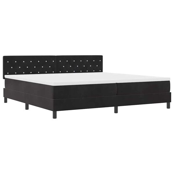 vidaXL LED Box S&auml;ng med madrass med led Svart 200 x 200 cm Sammet