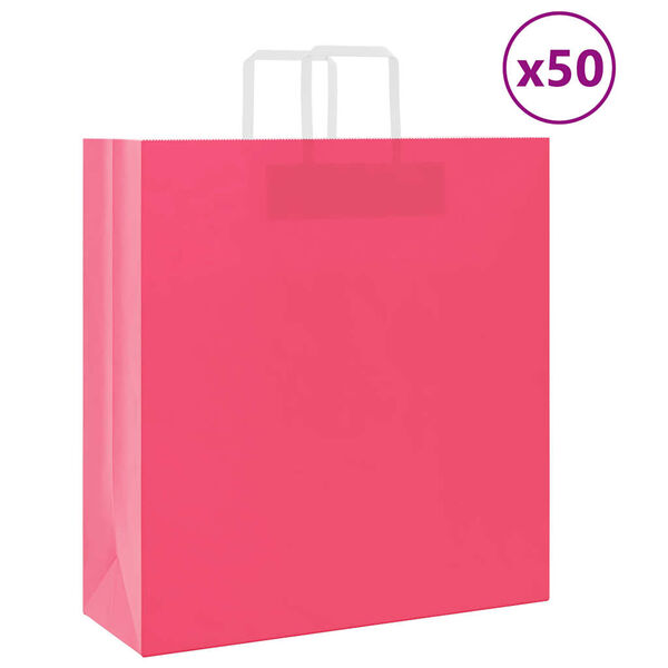 vidaXL Pappersp&aring;sar 50 st med handtag rosa 45x17x48 cm