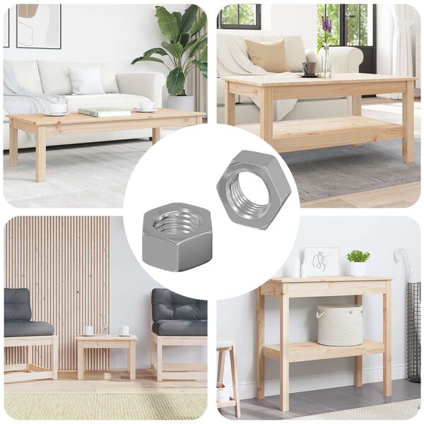 vidaXL Sexkantig mutter 2 pcs Silver M6 J&auml;rn