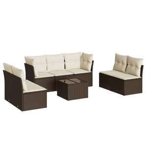 vidaXL Loungegrupp f&ouml;r tr&auml;dg&aring;rden med dynor 8 delar brun konstrotting