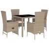 vidaXL Matgrupp f&ouml;r tr&auml;dg&aring;rden med dynor 5 delar beige konstrotting