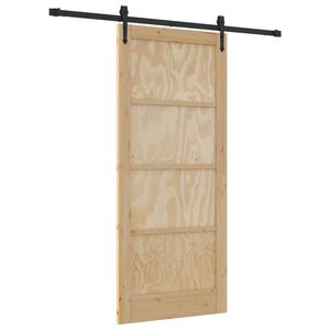 vidaXL Skjutd&ouml;rr ORKDAL Naturlig och svart 86 x 198,5 cm Massiv furu