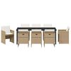vidaXL Tr&auml;dg&aring;rdsm&ouml;belset med kudde 9 pcs Beige konstrotting