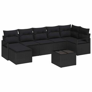 vidaXL Soffset med kudde med lagring 8 pcs Svart konstrotting