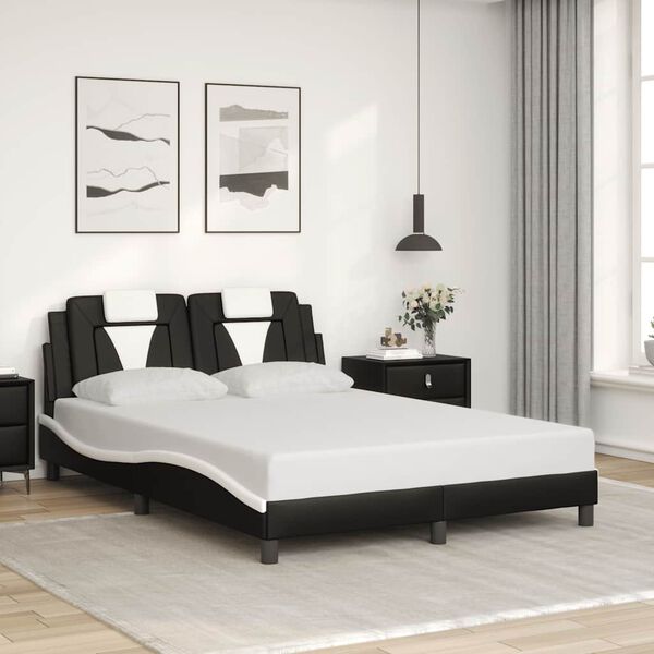 vidaXL Bed Frame "Viana" without Mattress Black and White 120x200 cm Faux Leather