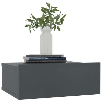 vidaXL Svävande sängbord grå 40x30x15 cm konstruerat trä