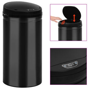 vidaXL Soptunna med automatisk sensor 50 L kolst&aring;l svart