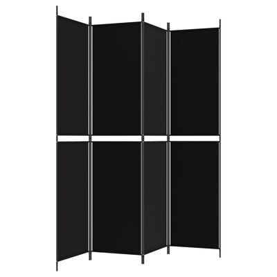 vidaXL Rumsavdelare 4 paneler svart 200x220 cm tyg
