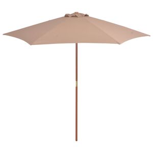 vidaXL Tr&auml;dg&aring;rdsparasoll med tr&auml;st&aring;ng 270 cm taupe