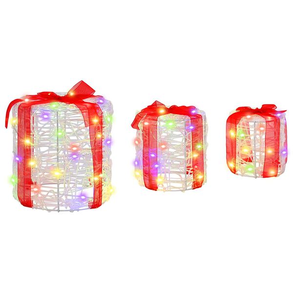 vidaXL Dekor av Gåva Box 3 pcs färgstark 20 x 20 x 21 cm Akryl