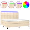 vidaXL Rams&auml;ng med madrass & LED gr&auml;ddvit 200x200 cm tyg