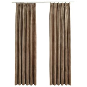 vidaXL M&ouml;rkl&auml;ggningsgardiner 2 st med krokar sammet beige 140x245 cm