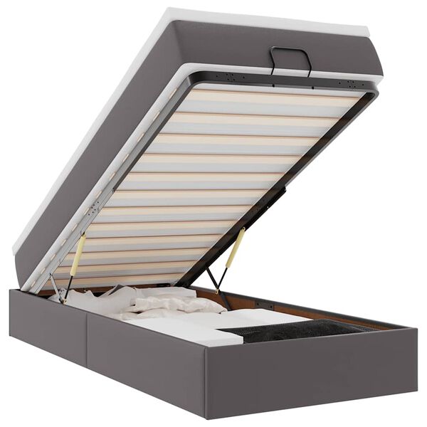 vidaXL Ottoman s&auml;ngram med madrass gr&aring; 90x190 cm konstl&auml;der