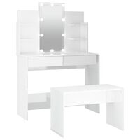vidaXL Sminkbord LED vit högglans konstruerat trä
