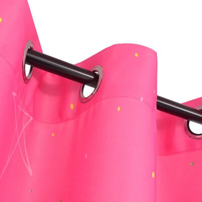 vidaXL Mörkläggningsgardiner för barn 2 st 140x240 cm enhörningar rosa