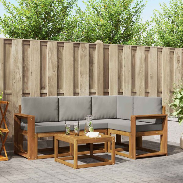 vidaXL Utomhussoffset med kudde 5 pcs Naturlig och Ljus Gr&aring;