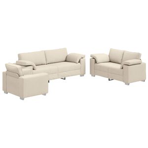 vidaXL Soffa 3 st Beige Linnenblandad tyg