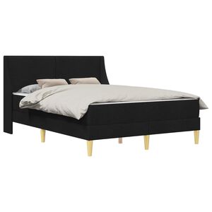 vidaXL S&auml;ngram med madrass med huvudgavel Svart 160 x 200 cm Polyester