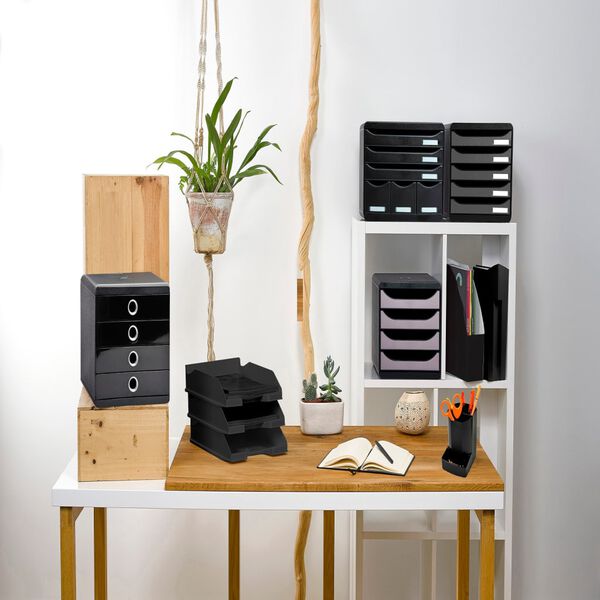 Exacompta Dokumentfack set Maxi med 6 l&aring;dor glansig svart