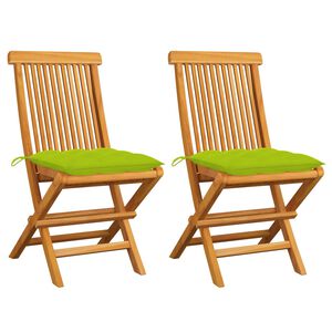 vidaXL Hopf&auml;llbara stolar med ljusgr&ouml;na dynor 2 st massiv teak