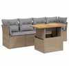 vidaXL Soffgrupp f&ouml;r tr&auml;dg&aring;rden med dynor 5 delar beige konstrotting