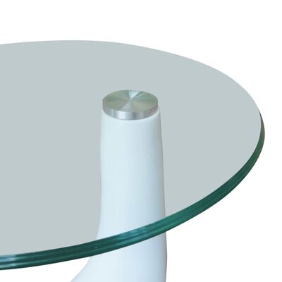vidaXL Soffbord med rund bordsskiva glas högglans vit