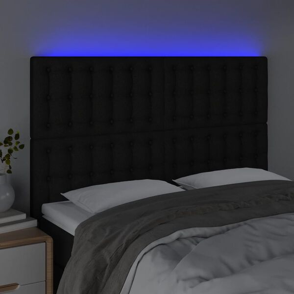 vidaXL S&auml;nggavel LED svart 144x5x118/128 cm tyg