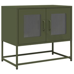 vidaXL TV-b&auml;nk olivgr&ouml;n 68x39x60,5 cm kallvalsat st&aring;l