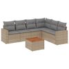 vidaXL Matgrupp f&ouml;r tr&auml;dg&aring;rden med dynor 7 delar beige konstrotting