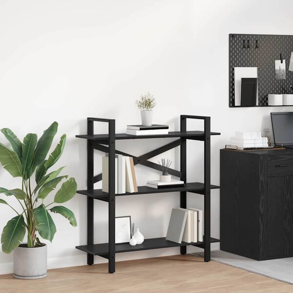 vidaXL Hyllsystem Svart Ek 100 x 33,5 x 102 cm Konstruerat tr&auml;