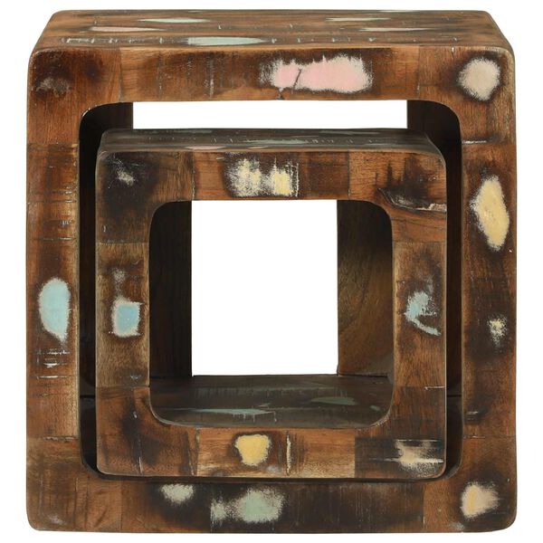 vidaXL TV Enheter med hylla 2 pcs Flerf&auml;rgsdesign Solid &aring;tervunnen tr&auml;