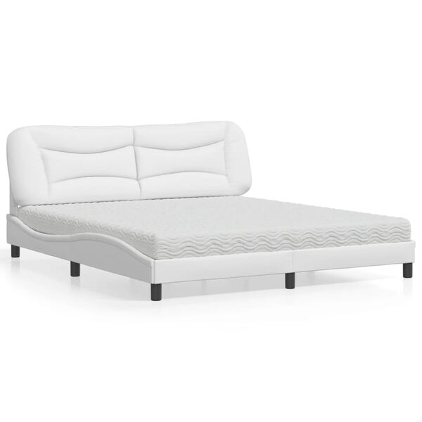 vidaXL Bed with Mattress "Hvar" White 180x200 cm Faux Leather