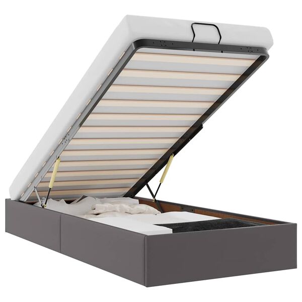 vidaXL Ottoman s&auml;ngram utan madrass gr&aring; 90x200 cm konstl&auml;der