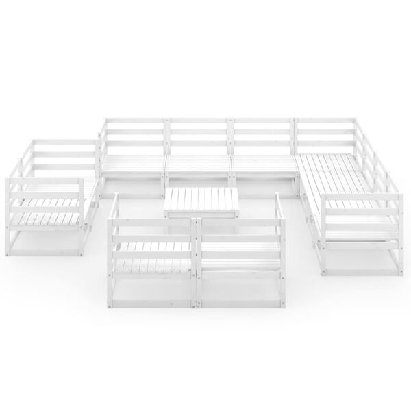 vidaXL Loungegrupp f&ouml;r tr&auml;dg&aring;rden 12 delar vit massiv furu