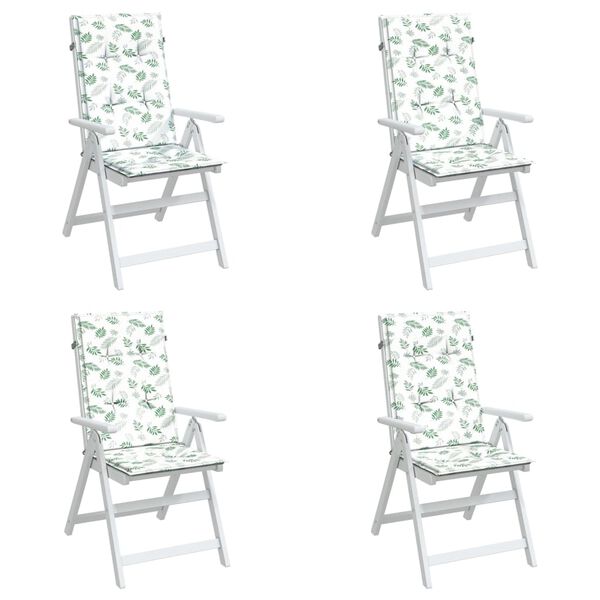 vidaXL Stolsdynor för stolar med hög rygg 4 st bladmönster tyg