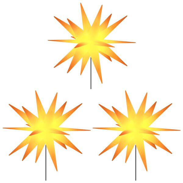 vidaXL Stjärnor med spett LED 3 st vikbar gul 35 cm