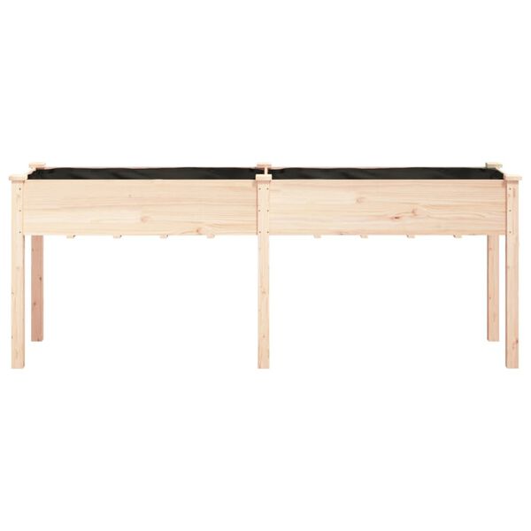 vidaXL Odlingslåda med foder 203x53x76 cm massivt granträ