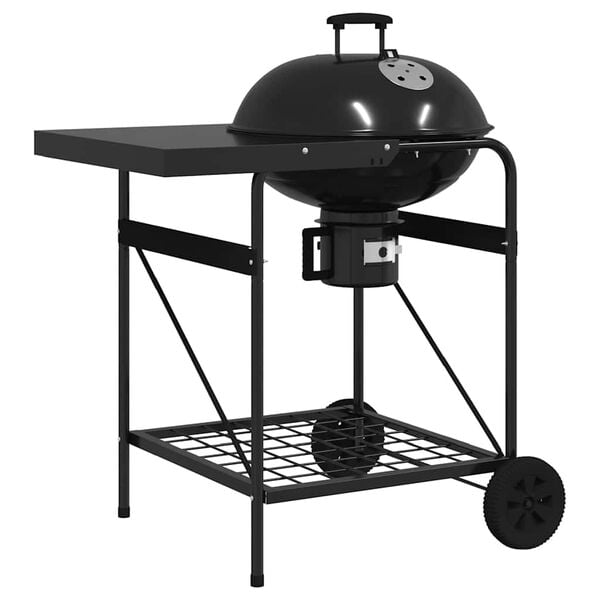 vidaXL Utomhusgrill med hjul Svart 91 x 71 x 107 cm Metall