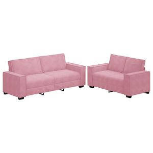 vidaXL Soffgrupp med dynor 2 delar rosa sammet