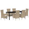 vidaXL Tr&auml;dg&aring;rdsm&ouml;belset 7 st Beige konstrotting