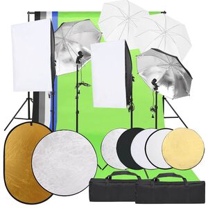 vidaXL Fotostudio med lampor, bakgrund och reflexsk&auml;rm