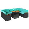 vidaXL Loungegrupp 10 delar med svarta dynor konstrotting