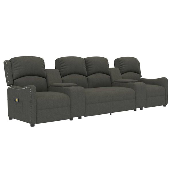 vidaXL Massagefåtölj med kopphållare 4-sits mörkgrå tyg
