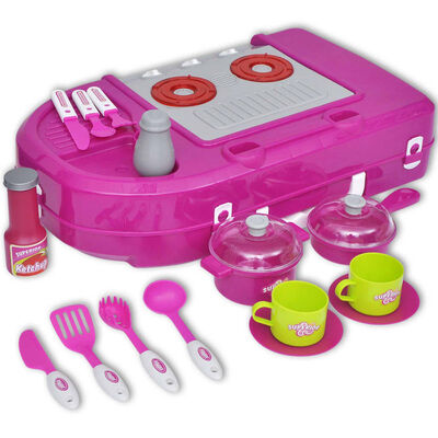 vidaXL Leksakskök för barn med ljus- och ljudeffekter rosa
