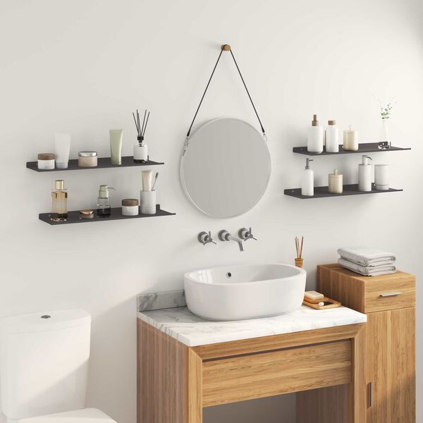 vidaXL Flytande hylla V&auml;ggmonterad 4 pcs Svart 60 x 18 x 2,5 cm St&aring;l