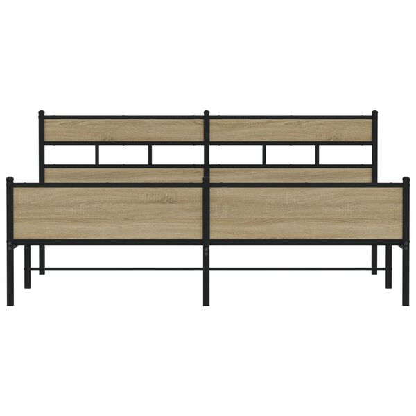 vidaXL Sängram utan madrass metall sonoma-ek 193x203 cm