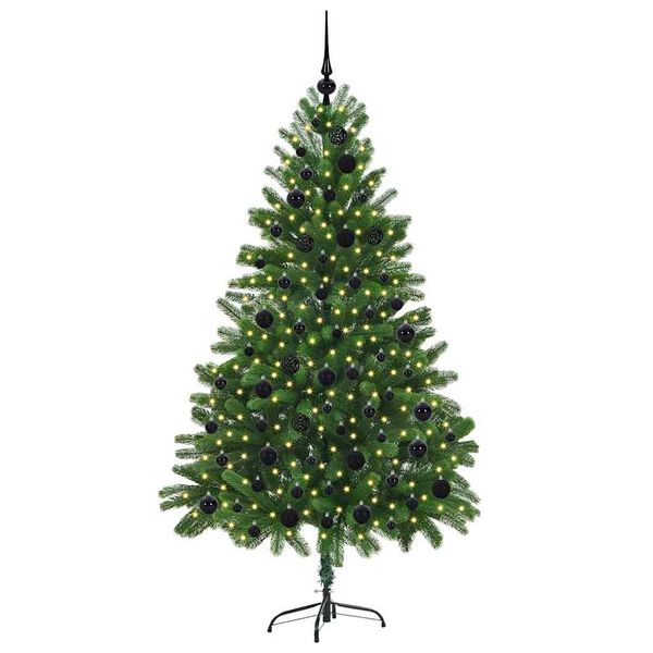 vidaXL Julgran med 300 LED-lampor med stativ Gr&ouml;n 180 cm PE