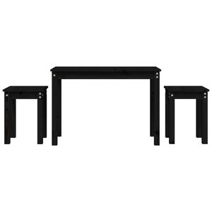 vidaXL Satsbord 3 st svart massiv furu