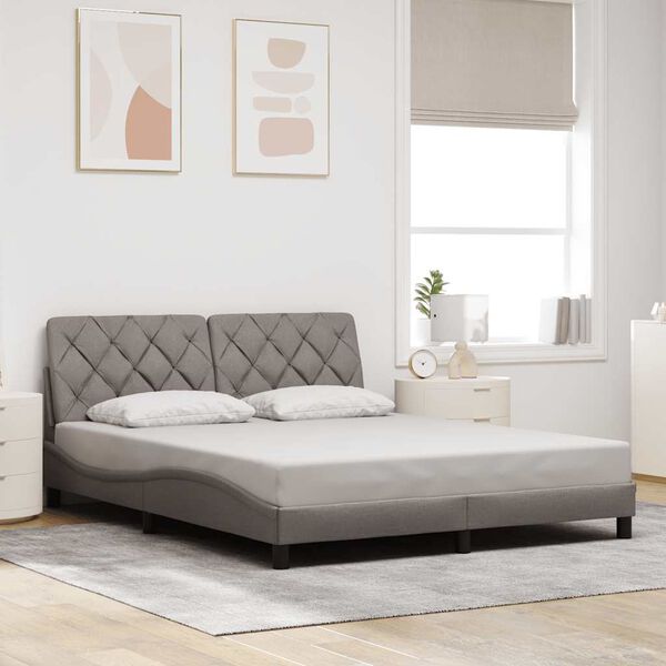 vidaXL Bed Frame without Mattress Taupe 160x200 cm Fabric